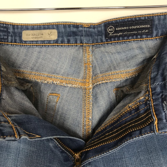 AG Adriano Goldschmied Malibu Crop Pant Knee Bermuda Jeans Shorts 29 Pima Cotton - Picture 12 of 13